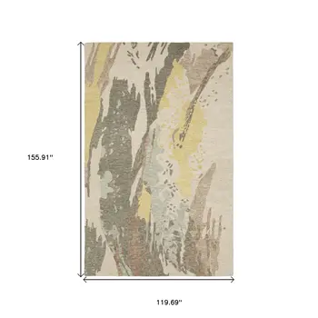 10' X 13' Beige And Yellow Wool Abstract Hand Tufted Area Rug