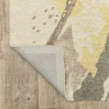 10' X 13' Beige And Yellow Wool Abstract Hand Tufted Area Rug
