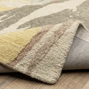 10' X 13' Beige And Yellow Wool Abstract Hand Tufted Area Rug