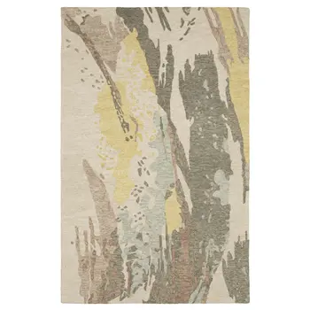 10' X 13' Beige And Yellow Wool Abstract Hand Tufted Area Rug