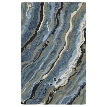 10' X 13' Blue And Teal Wool Abstract Hand Tufted Area Rug