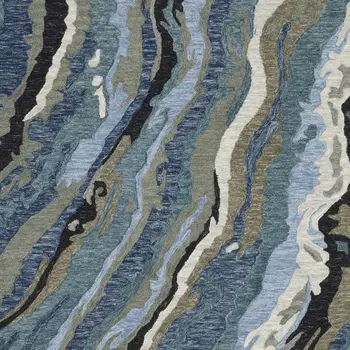 10' X 13' Blue And Teal Wool Abstract Hand Tufted Area Rug