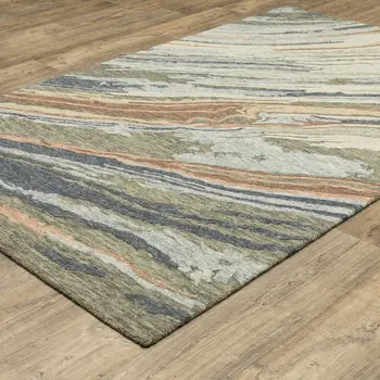10' X 13' Gray And Blue Wool Abstract Hand Tufted Area Rug