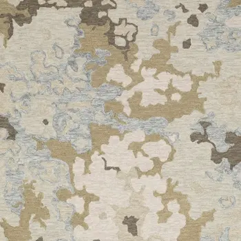 10' X 13' Beige And Blue Wool Abstract Hand Tufted Area Rug