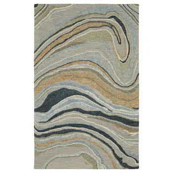 10' X 13' Gray And Blue Wool Abstract Hand Tufted Area Rug
