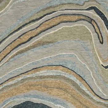 10' X 13' Gray And Blue Wool Abstract Hand Tufted Area Rug