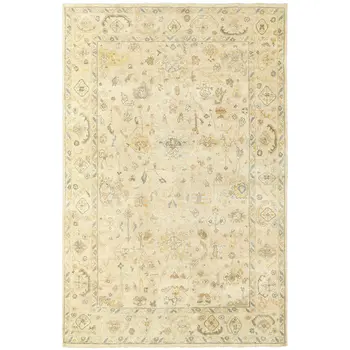 10' X 14' Beige And Gray Wool Oriental Hand Knotted Area Rug