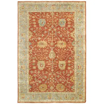 9' X 12' Red And Gray Wool Oriental Hand Knotted Area Rug