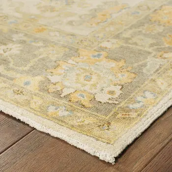 9' X 12' Beige And Gray Wool Oriental Hand Knotted Area Rug