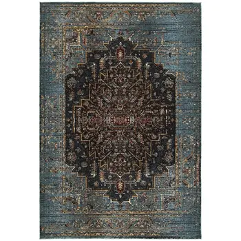 10' X 13' Blue And Navy Blue Medallion Area Rug