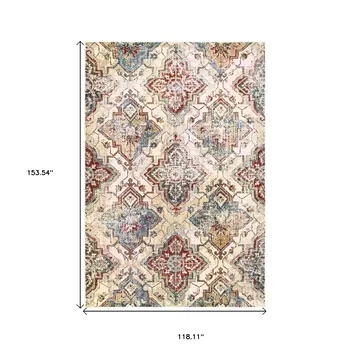 10' X 13' Ivory And Gold Oriental Area Rug