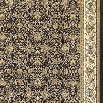 10' X 13' Navy Blue And Ivory Oriental Area Rug With Fringe