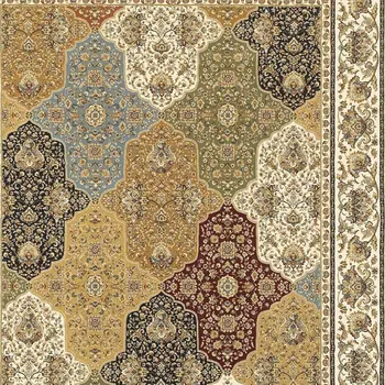 10' X 13' Navy Blue Tan And Black Oriental Area Rug With Fringe