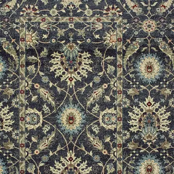 10' X 13' Navy Blue And Ivory Oriental Area Rug