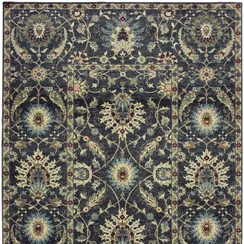 10' X 13' Navy Blue And Ivory Oriental Area Rug