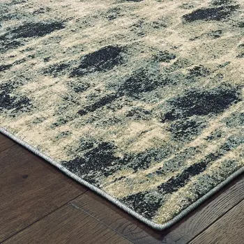 10' X 13' Gray And Blue Abstract Area Rug