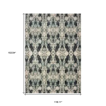 10' X 13' Gray And Blue Abstract Area Rug