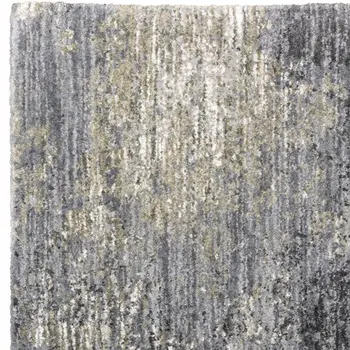 8' X 11' Gray And Ivory Abstract Shag Area Rug