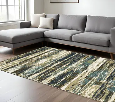 10' X 13' Beige And Blue Abstract Area Rug