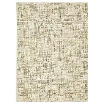 10' X 13' Ivory And Brown Abstract Area Rug