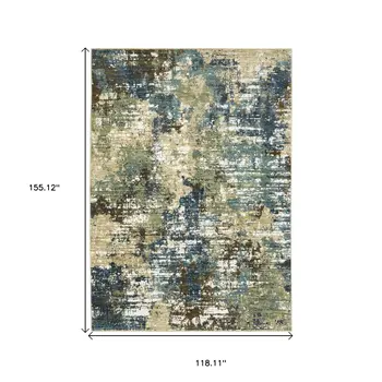 10' X 13' Blue And Green Abstract Area Rug