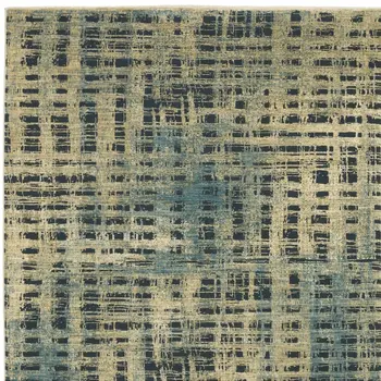 10' X 13' Beige And Blue Geometric Area Rug