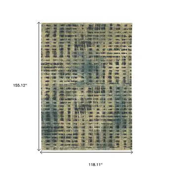 10' X 13' Beige And Blue Geometric Area Rug
