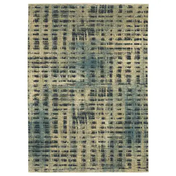 10' X 13' Beige And Blue Geometric Area Rug