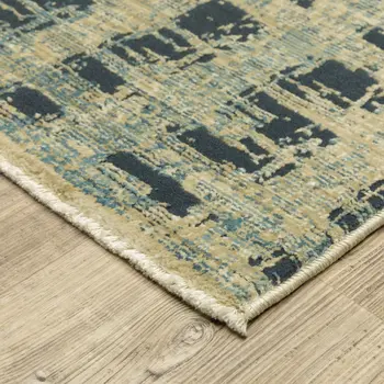 10' X 13' Beige And Blue Geometric Area Rug
