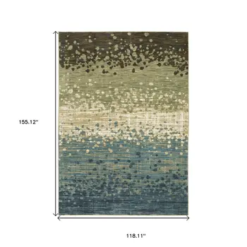 10' X 13' Blue And Brown Abstract Area Rug