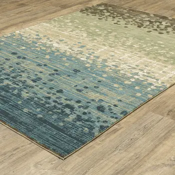 10' X 13' Blue And Brown Abstract Area Rug