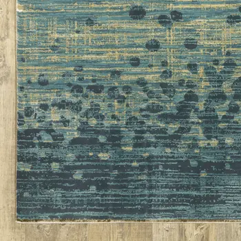 10' X 13' Blue And Brown Abstract Area Rug