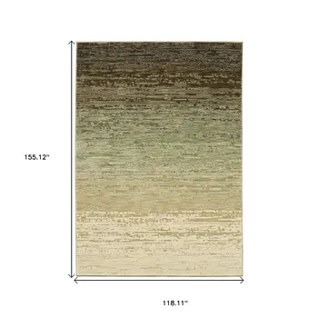 10' X 13' Brown And Green Abstract Area Rug