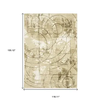 10' X 13' Beige And Brown Geometric Area Rug