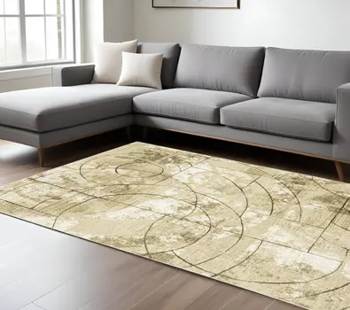 10' X 13' Beige And Brown Geometric Area Rug