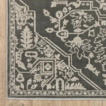 10' X 13' Gray And Light Gray Oriental Area Rug