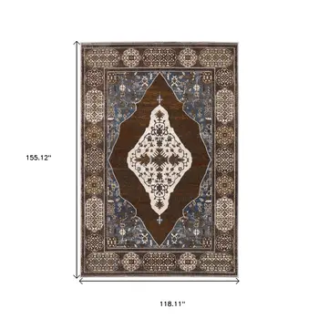 10' X 13' Gray And Blue Medallion Area Rug