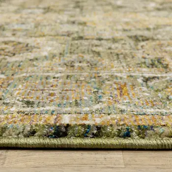 9' X 12' Green And Gold Oriental Area Rug