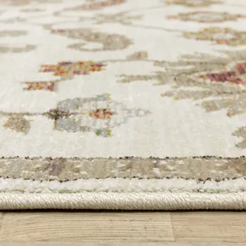 8' X 11' Ivory Black And Red Oriental Area Rug