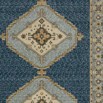 9' X 12' Blue And Gold Medallion Area Rug