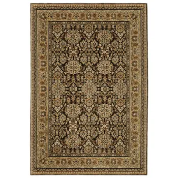 8' X 11' Brown And Gold Oriental Area Rug