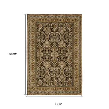 8' X 11' Brown And Gold Oriental Area Rug