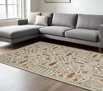 9' X 12' Ivory And Gold Oriental Area Rug