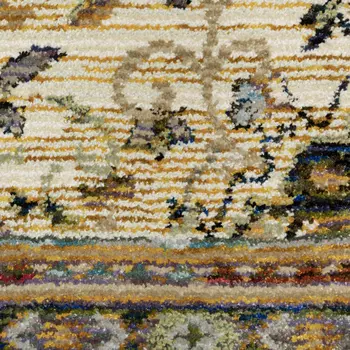 8' X 11' Ivory And Blue Oriental Area Rug