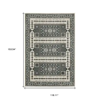 10' X 13' Gray And Blue Medallion Area Rug