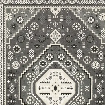 10' X 13' Gray And Ivory Medallion Area Rug
