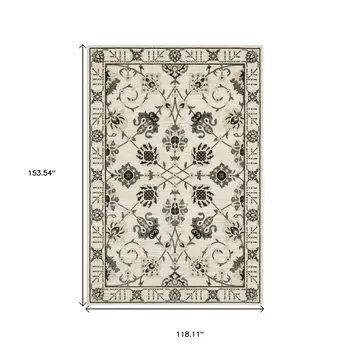 10' X 13' Ivory And Gray Oriental Area Rug