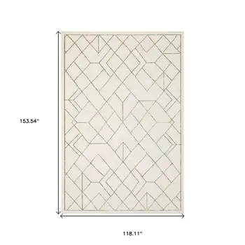 10' X 13' Ivory And Taupe Geometric Area Rug