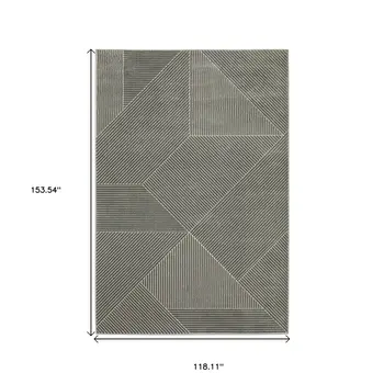10' X 13' Gray And Ivory Geometric Area Rug