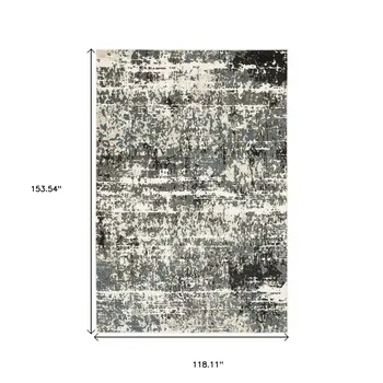 10' X 13' Ivory And Gray Abstract Area Rug